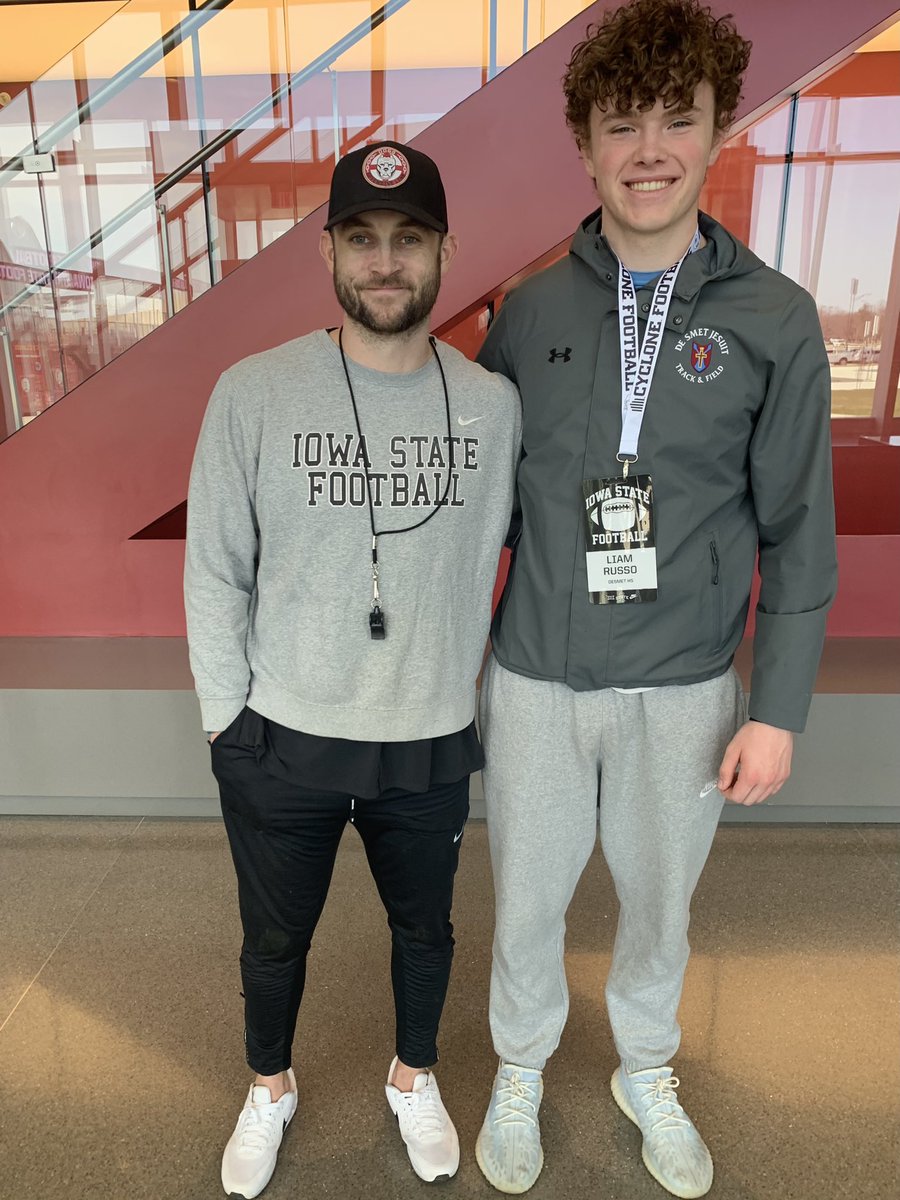 Enjoyed watching practice today at Iowa State! @T_Mouser @JHMerrittJr @DeSmetFB @CoachPoe1914 @AllenTrieu @BrendanThompsn