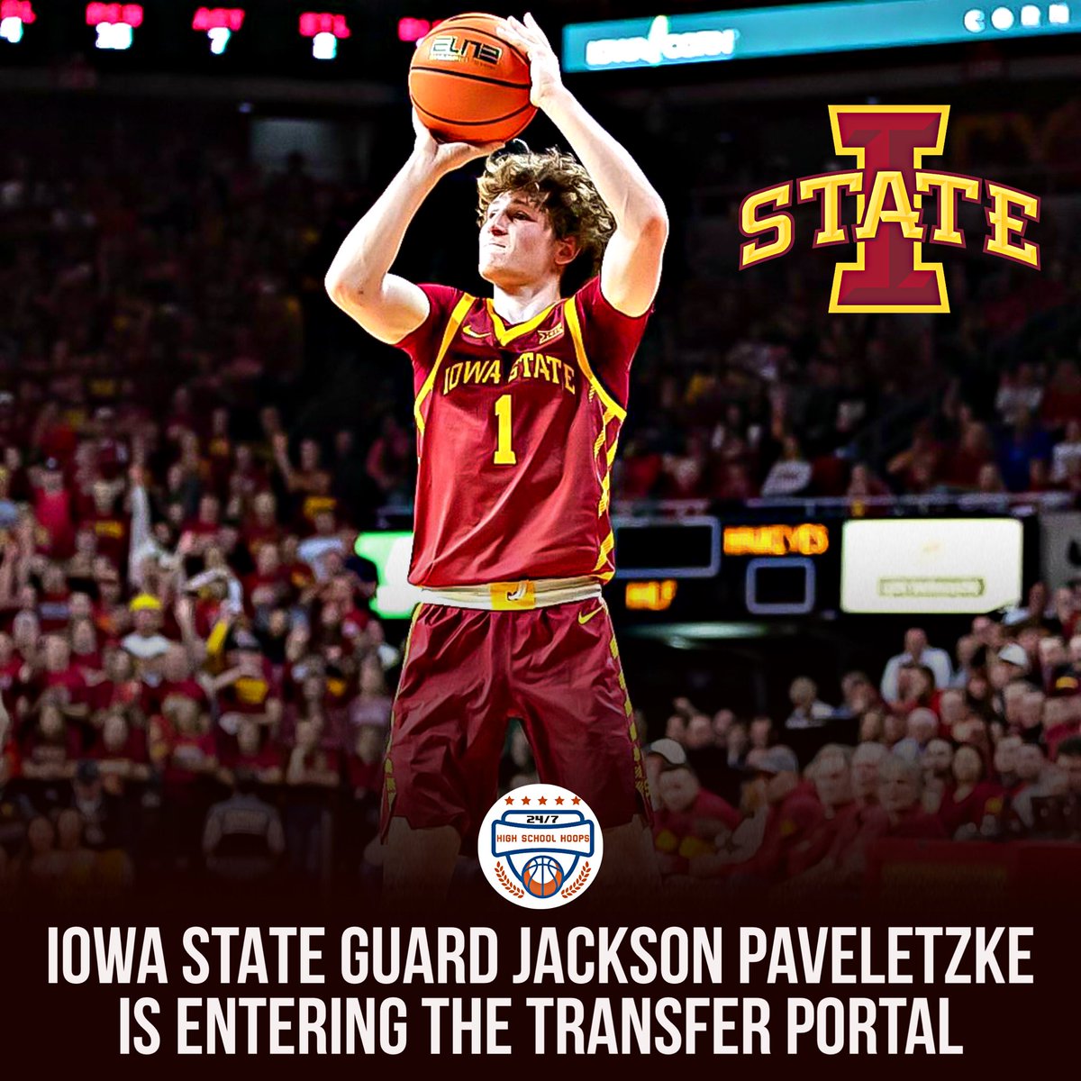 NEWS: Iowa State guard Jackson Paveletzke is entering the transfer portal, per source.

Paveletzke just wrapped up his first season at Iowa State after playing his freshman season at Wofford. Averaged 15.1PPG as a freshman.

He averaged 3.4PPG, 1.0RPG and 1.0APG this season. Shot