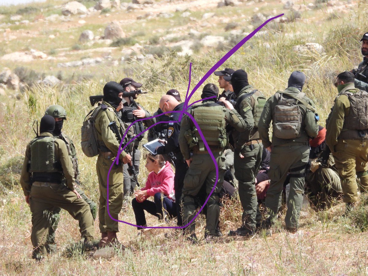 LibyaLiberty's tweet photo. Israel’s supporters would have you believe that the ten year old girl wearing a pink hoodie is the bad guy in this photo. https://t.co/ID3R6qFHbB