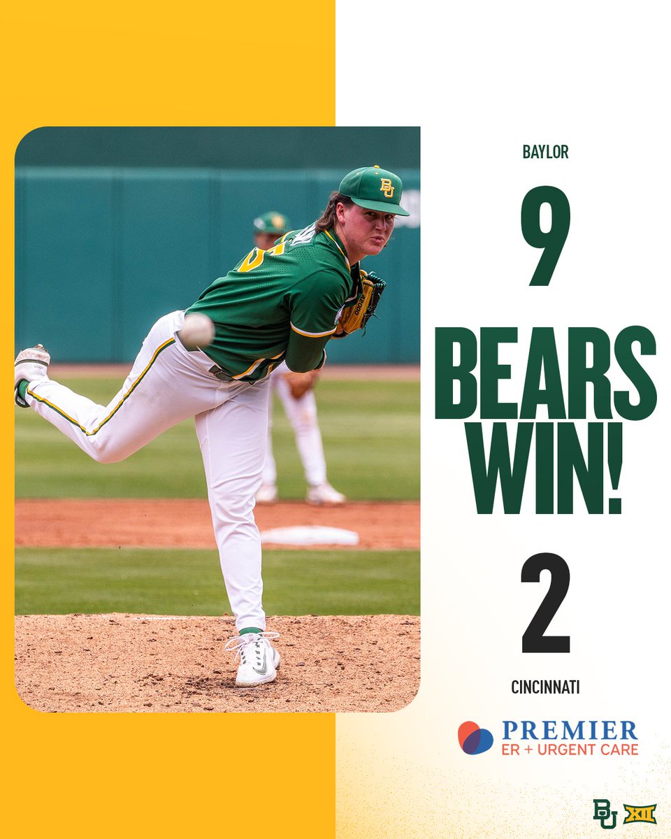 BEARS WIN! 🐻🔥👏 McKinney spins a gem while the Bears ride seven runs in the first three innings and a late Altman homer to a series victory! #SicEm 🐻⚾️ | #Together
