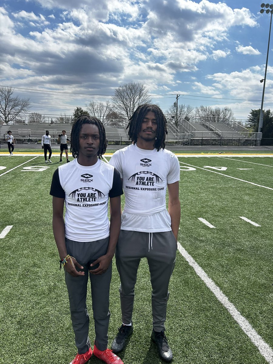 Great job at the #allamericanshowcase today our boys competed with some of the best in Columbus Ohio. @RobertTucker_8 had a dominant performance showing size and speed. @CHOLLAWAY2 finished top 2 out of 70 WRs at the camp. 🔱🏈