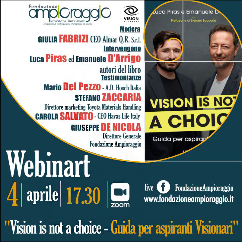 Appuntamento x tutti i visionari (e aspiranti tali) shorturl.at/fJKQ8 #visionactivist @flavia_marzano @FAmpioraggio @MarioDelPezzo @carolasalvato @stefanozaccaria @geosmartcampus @murateideapark @lvnaprivato @CorInnovazione @toyota_italia @In_Ventures @startup_italia