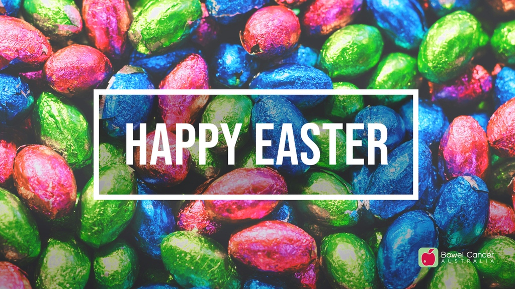 May your Easter basket brim over with happiness and good health. Wishing you and your loved ones a very happy and healthy Easter ~ from all the team at Bowel Cancer Australia.