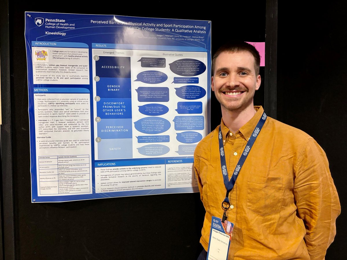 Huge congrats to PhD candidate Keegan Peterson for presenting his groundbreaking research on barriers to physical activity among LGBTQ+ college students at the Society of Behavioral Medicine's Annual Meeting & Scientific Sessions earlier this month.