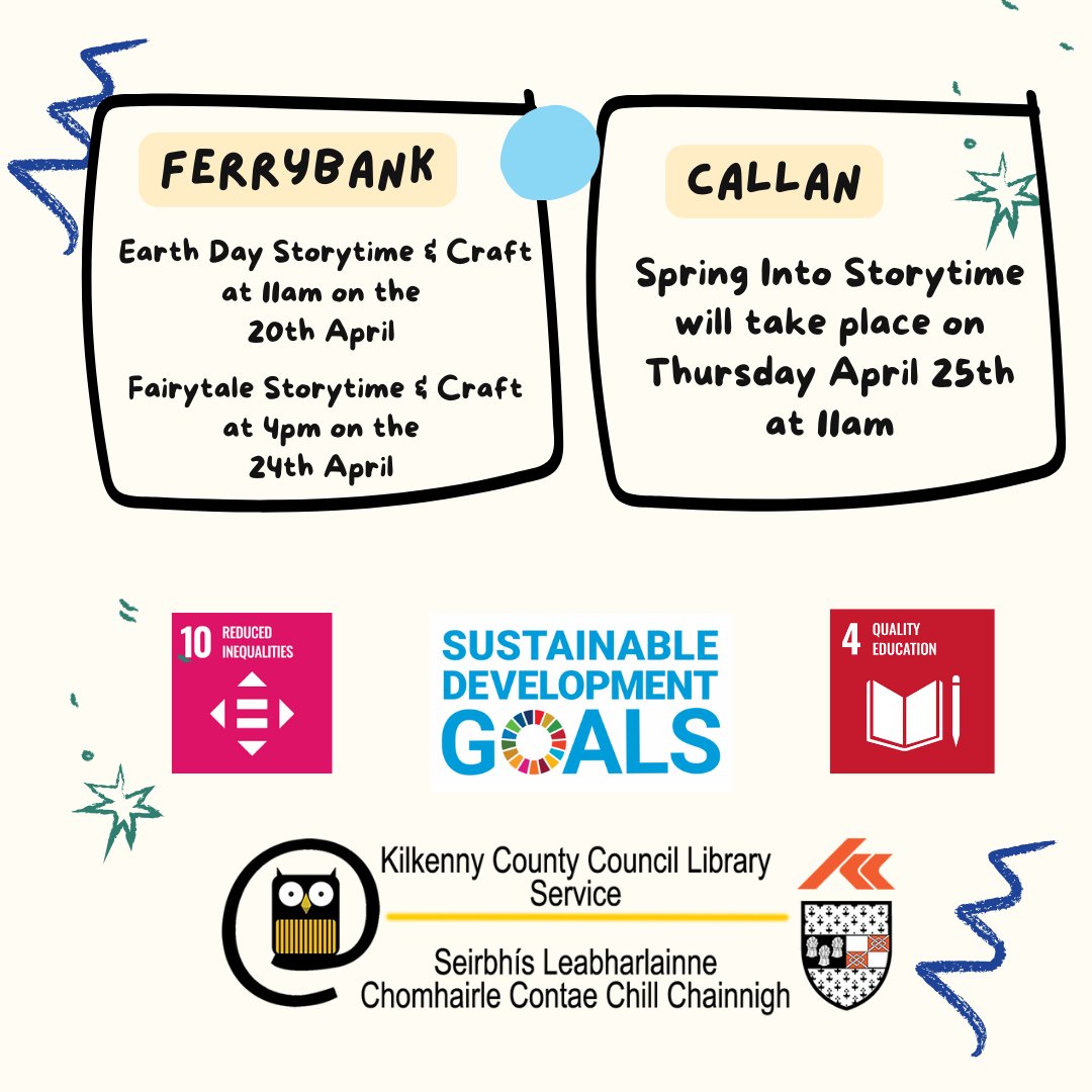 Kilkenny County Council Libraries are gearing up for an exciting programme this April with Spring into Storytime! This annual library programme is designed to encourage young children to develop a love for reading and storytelling. #KilkennyLibrary #SpringIntoStorytime