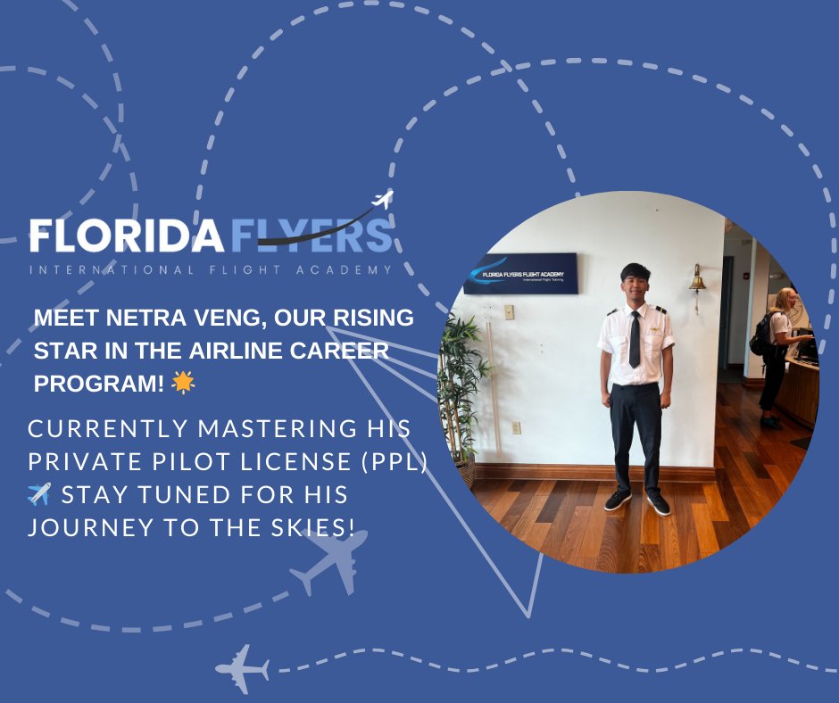 Meet Netra Veng, the future of aviation! 🌟 

Currently soaring through our airline career program as he works towards his Private Pilot License (PPL). 

Follow his thrilling journey as he takes flight towards his dreams! ✈️ #AviationExcellence #FuturePilot #SkyIsTheLimit