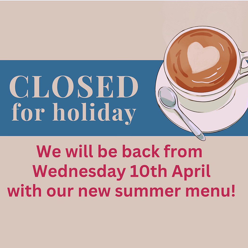 Thank you for keeping us nice and busy recently! 

We’re now closed for a well earned rest (= school half term + new menu planning 🙃😂) 

Have a lovely Easter! 🐣 

See you all again on the 10th ❤️

- Amy + Shirley x
☕️

#urmston #easter