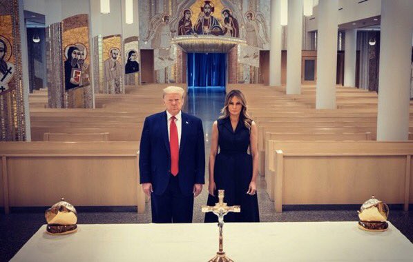 Has anything ever looked less holy than Donald and Melania Trump standing in a church?