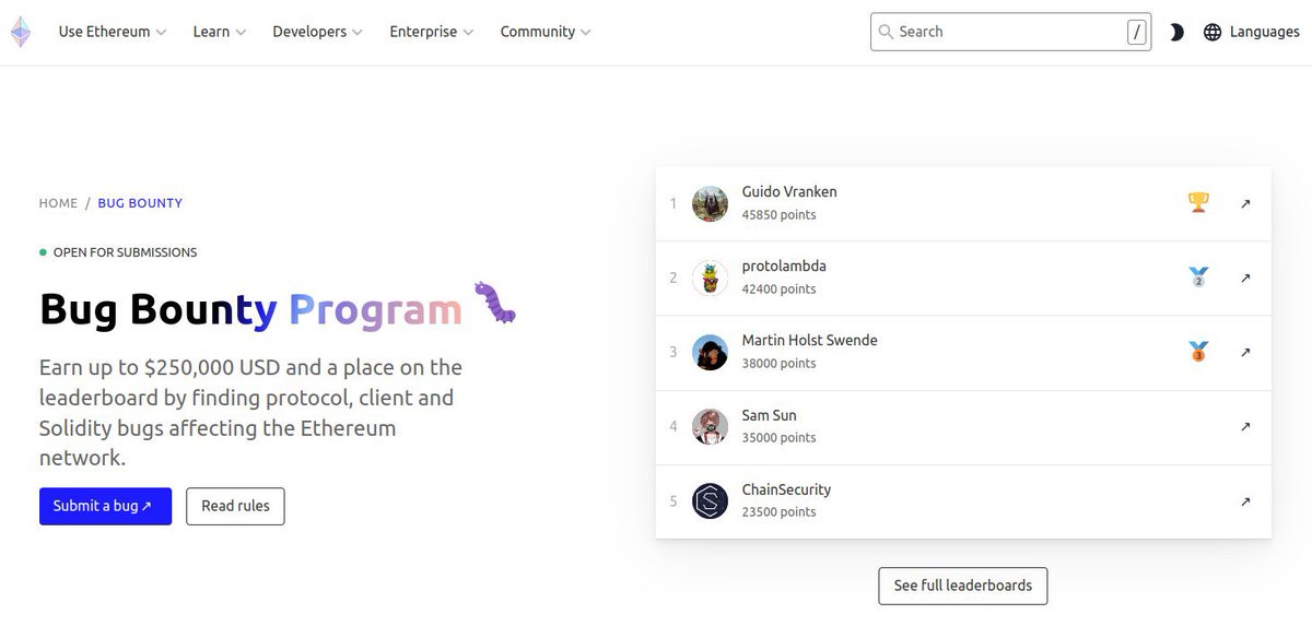 Bug bounty program with a leaderboard and points redeemable for USD / XRP ? 

I like how ETH has it here !