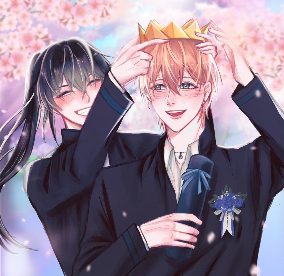 Mikazuki_SNM's tweet photo. @Hikaru_SNM "..รุ่นพี่!"

ท่ามกลางปีสามมากมาย มิคาสึกิพุ่งตรงไปยังเป้าหมายเดียวที่คิดว่ายังไงก็ต้องเจอให้ได้ในวันนี้

มงกุฎกระดาษในมือยกขึ้นสวมให้อีกฝ่ายอย่างถือวิสาสะ ช่วยทำให้ดูสมเป็นตัวเอกของวันนี้มากขึ้นทีเดียว

"ยินดีด้วยนะครับที่เรียนจบ"
"คงไม่น้อยไปใช่ไหมกับของขวัญอันนี้น่ะ..?" https://t.co/dzpFna3U57
