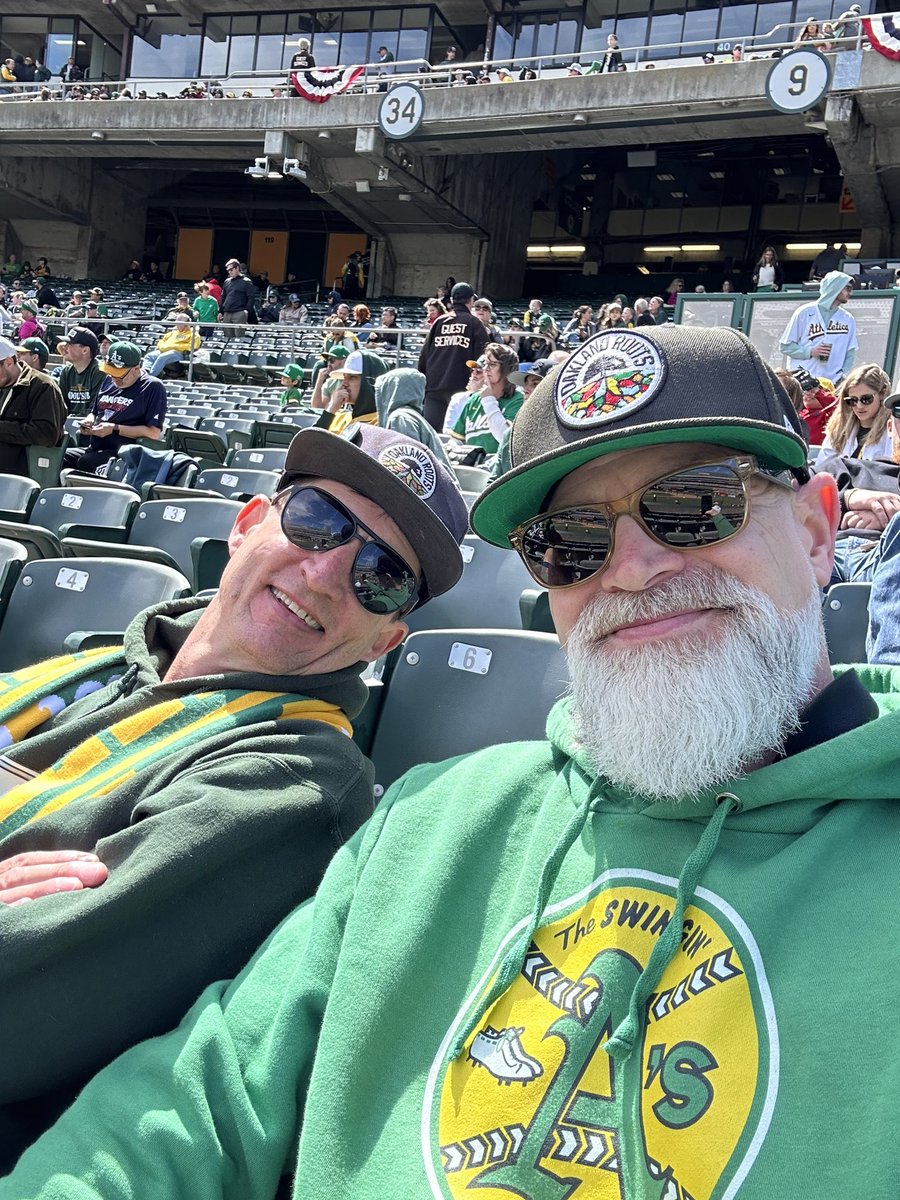 Enjoying some time #atthecoliseum with my dude @akondrake. After very serious consideration, we’ve come to the conclusion that the A’s belong in Oakland. Cheers y’all!