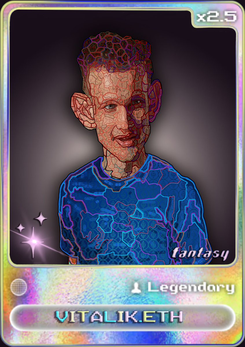 GM, Fam. My version of @fantasy_top_ Vitalik Buterin Legendary card. 10 editions on @opensea Floor - 1 Matic Thanks @Monitalks1 for an awesome Idea! opensea.io/assets/matic/0…