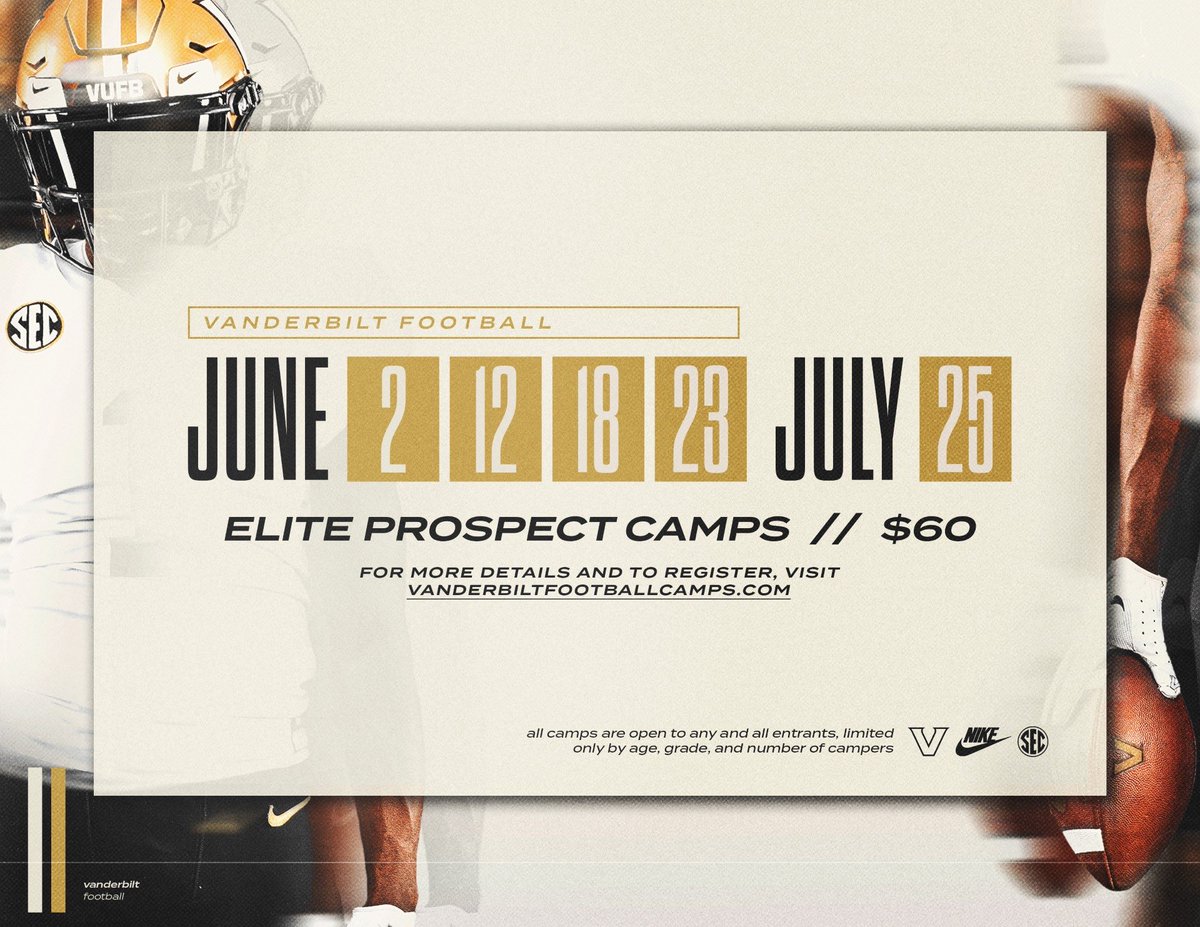 Thanks for the invite to camp ⁦@Coach_Flaherty⁩. Look forward to visiting and learning more about Vanderbilt. ⁦@CoachCDay⁩ ⁦@coachdinofb⁩
