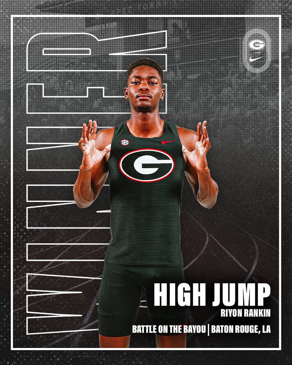 Make that another 🧹🧹 Riyon Rankin clears 2.20m/7-2.50 for 🥇 in his collegiate outdoor debut 🔥 #GoDawgs