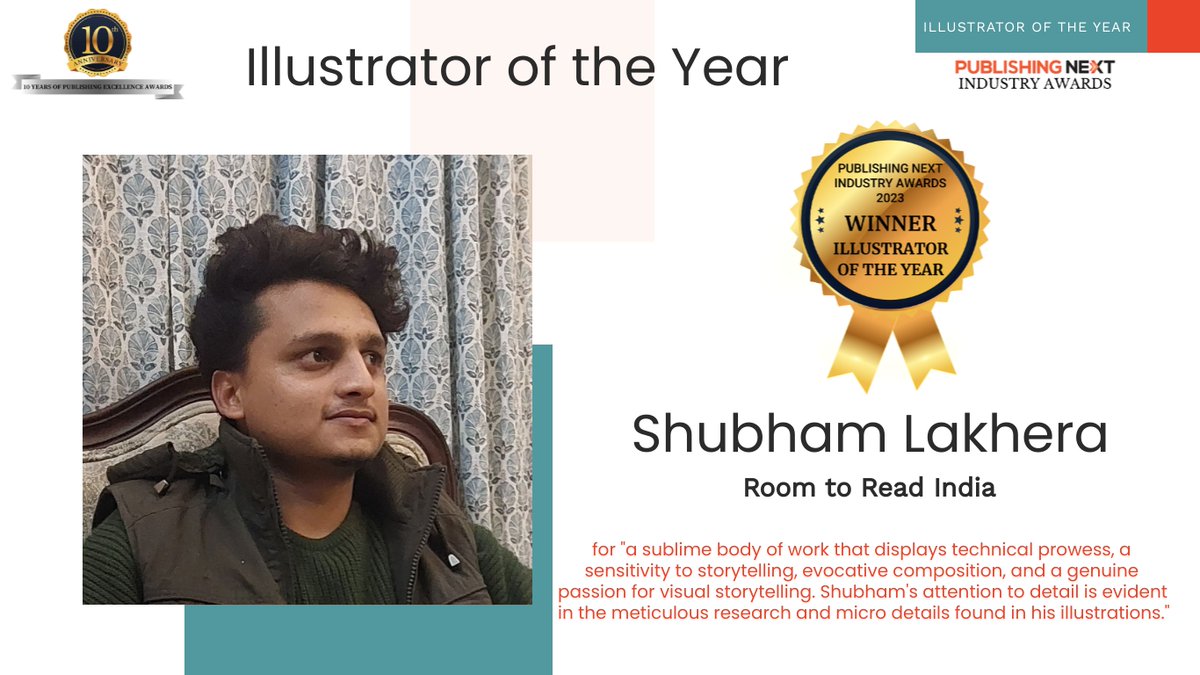 Illustrator of the Year 2023: Runner Up Suha Riyaz Khopatkar (People Place Project) Winner Shubham Lakhera (Room to Read India)