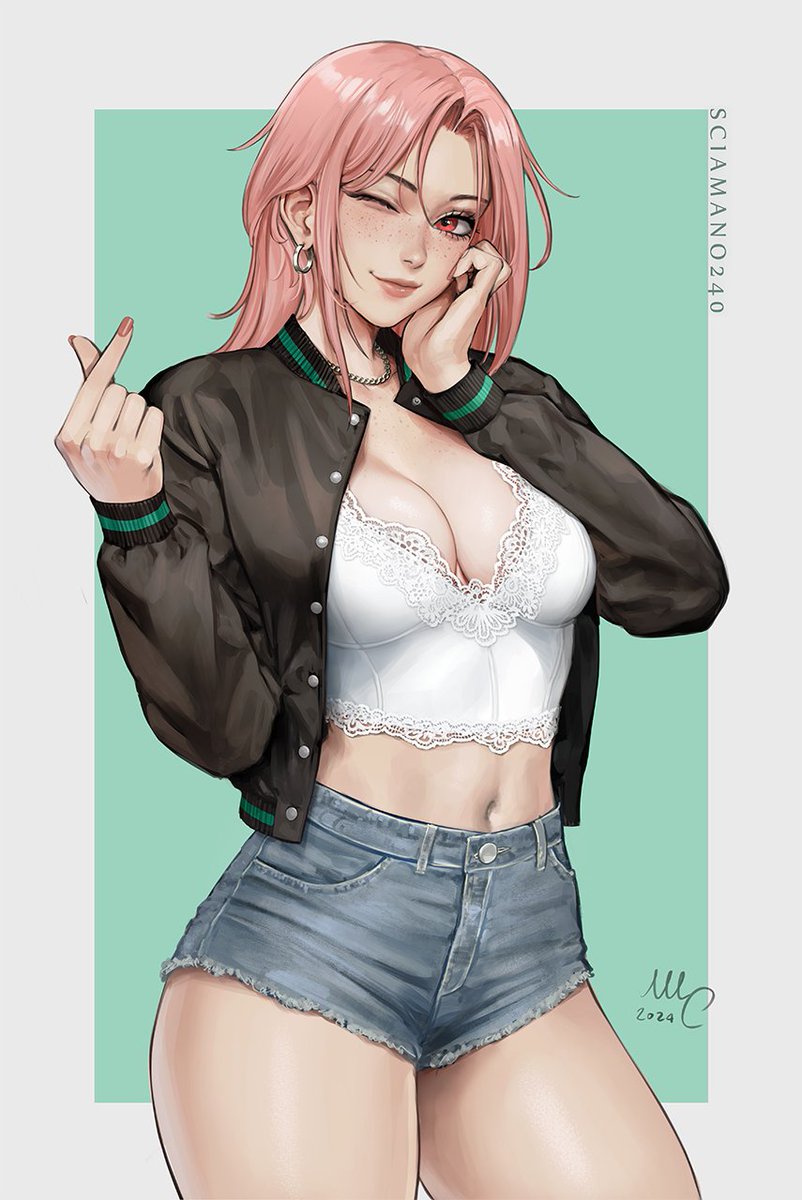 Complete artwork of my OC Chloe sporting a casual outfit, created to celebrate the launch of my new page.