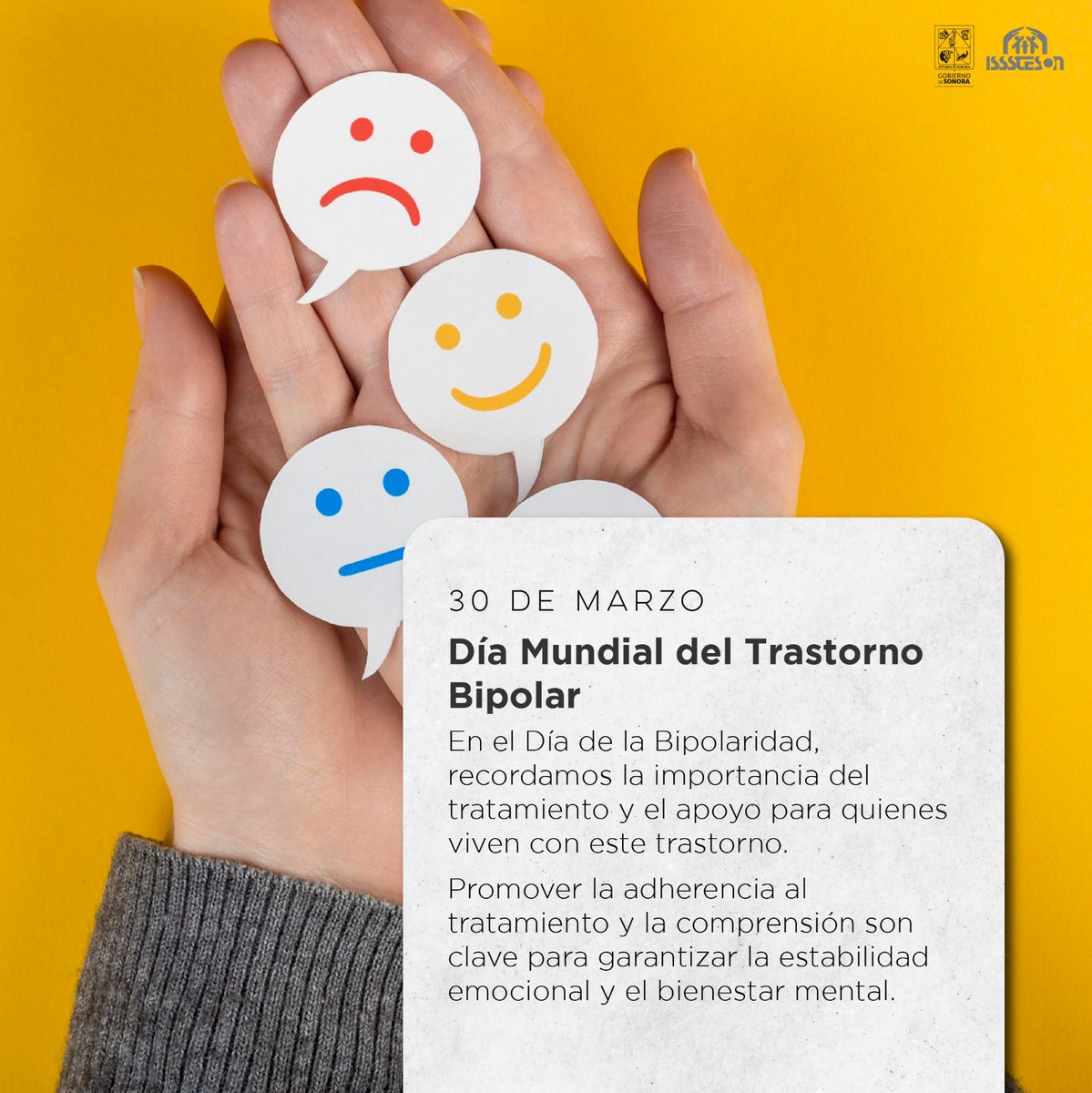 30 de Marzo Día Mundial del Trastorno Bipolar ℹ️ Comienza generalmente en las últimas etapas de la adolescencia o al principio de la adultez (entre los 15 y 25 años); además de cambios en el estado de ánimo, se presentan cambios extremos en la actividad y niveles de energía.