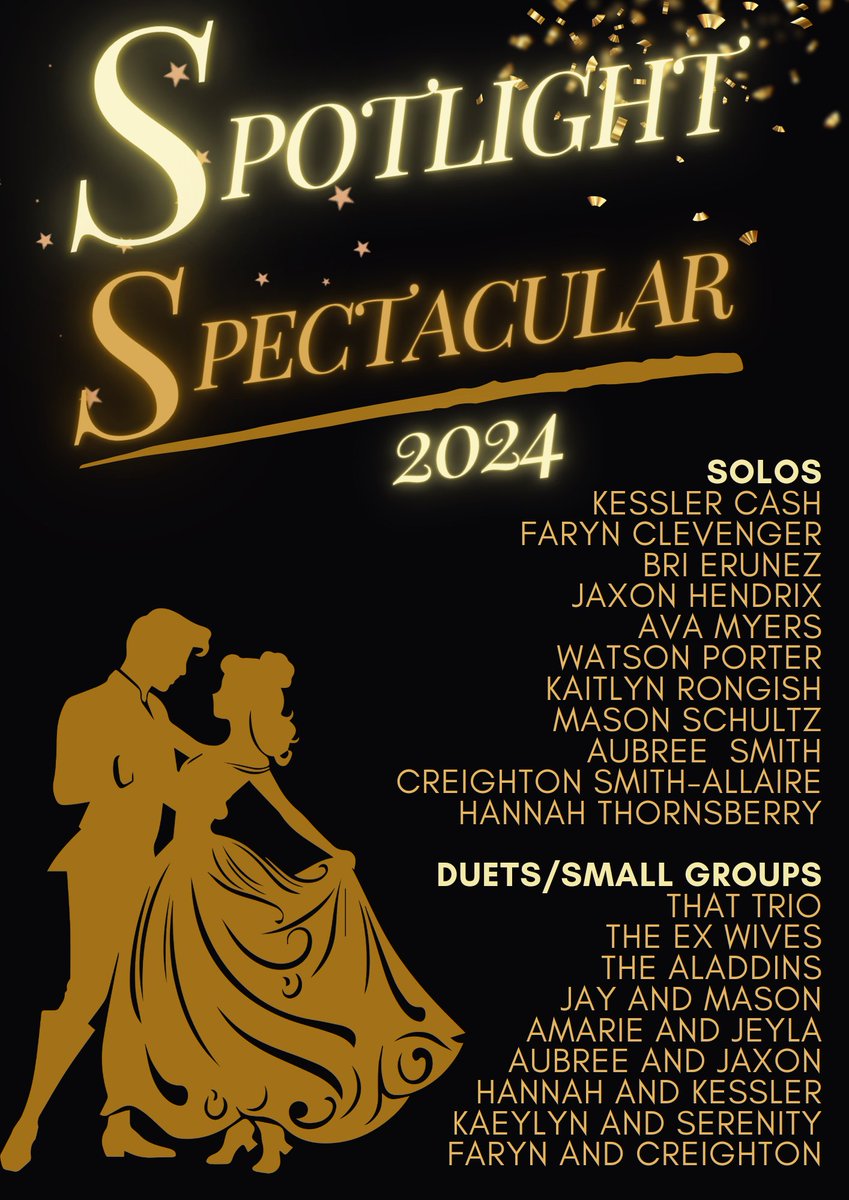 Congratulations to all singers who were selected to perform at Spotlight Spectacular!