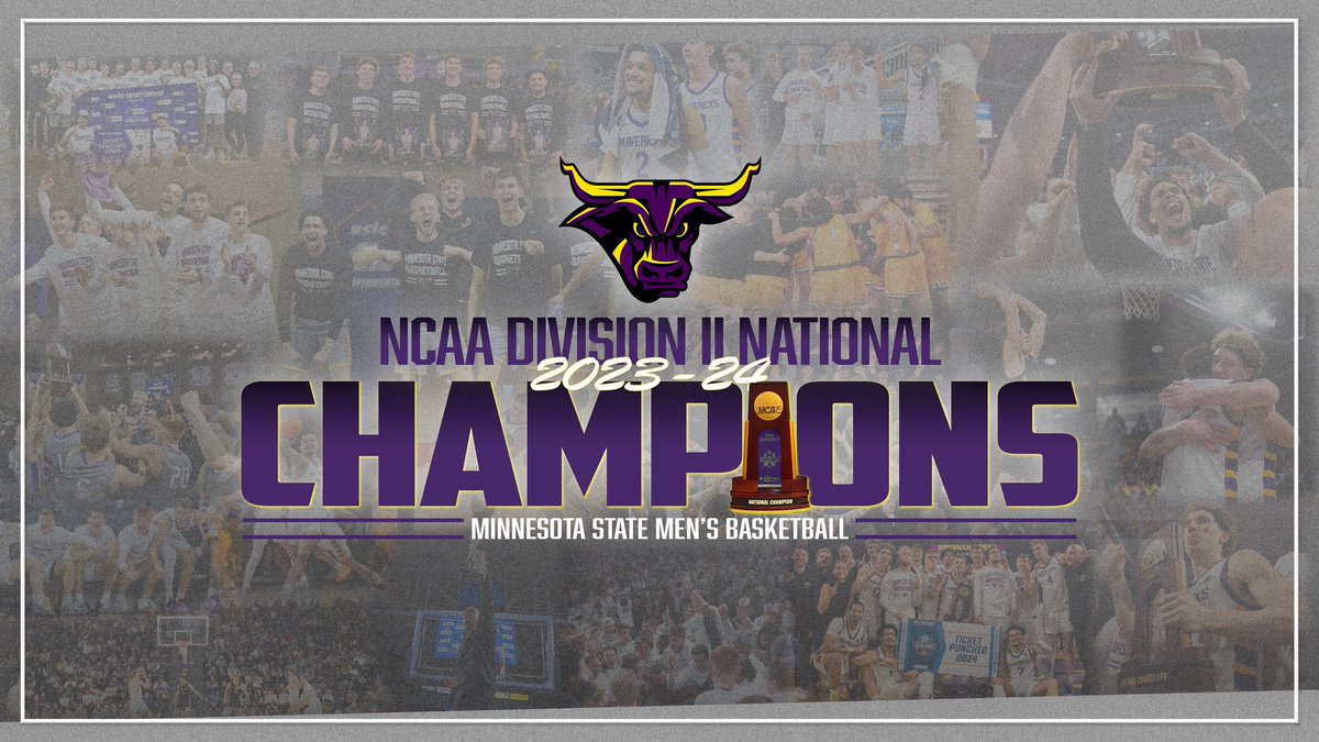 NSIC_Commish's tweet photo. Congratulations to the talented and dedicated Minnesota State Men's Basketball Team for their impressive victory as National Champions! Their commitment to teamwork and passion was evident throughout their journey, showcasing the true spirit of D2 Men's Basketball. #NSICProud https://t.co/DX6nWqJ2Zv