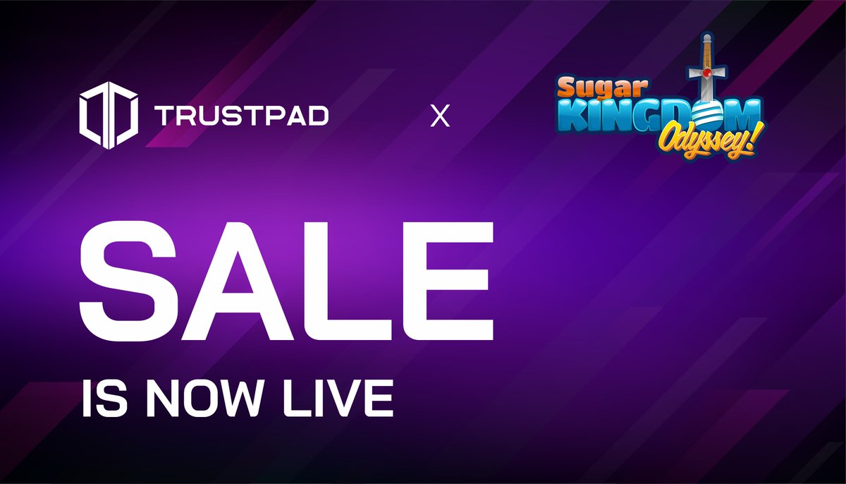 🍭 The @SugarKingdomNFT IDO is LIVE on @TrustPad 🟠 Participate here: trustpad.io/pool/sugarking… 🟠 #FCFS starts: April 1, 12:20 UTC 🟠 #IDO ends: April 1, 13:00 UTC 🚀 Listing on Pancakeswap & MEXC on April 2nd! You don't want to miss this one! 👀