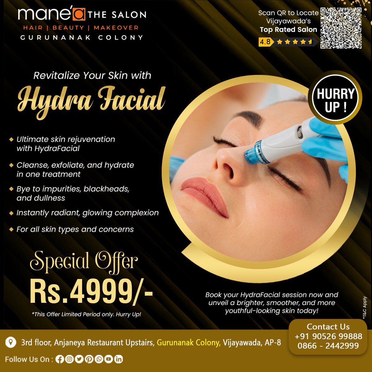 Manea_The_Salon's tweet image. Revitalize Your Skin with Hydra Facial

#manea #maneagurunanakcolony #salon #unisexsalon #facial #hydrafacials #facefacials #beatsaloninvijayawada #hairgrowth #hair #haircolours #trendylook #trendyhaircolors #smoothskin #safetreatment #hairlosstreatment #hairstyles