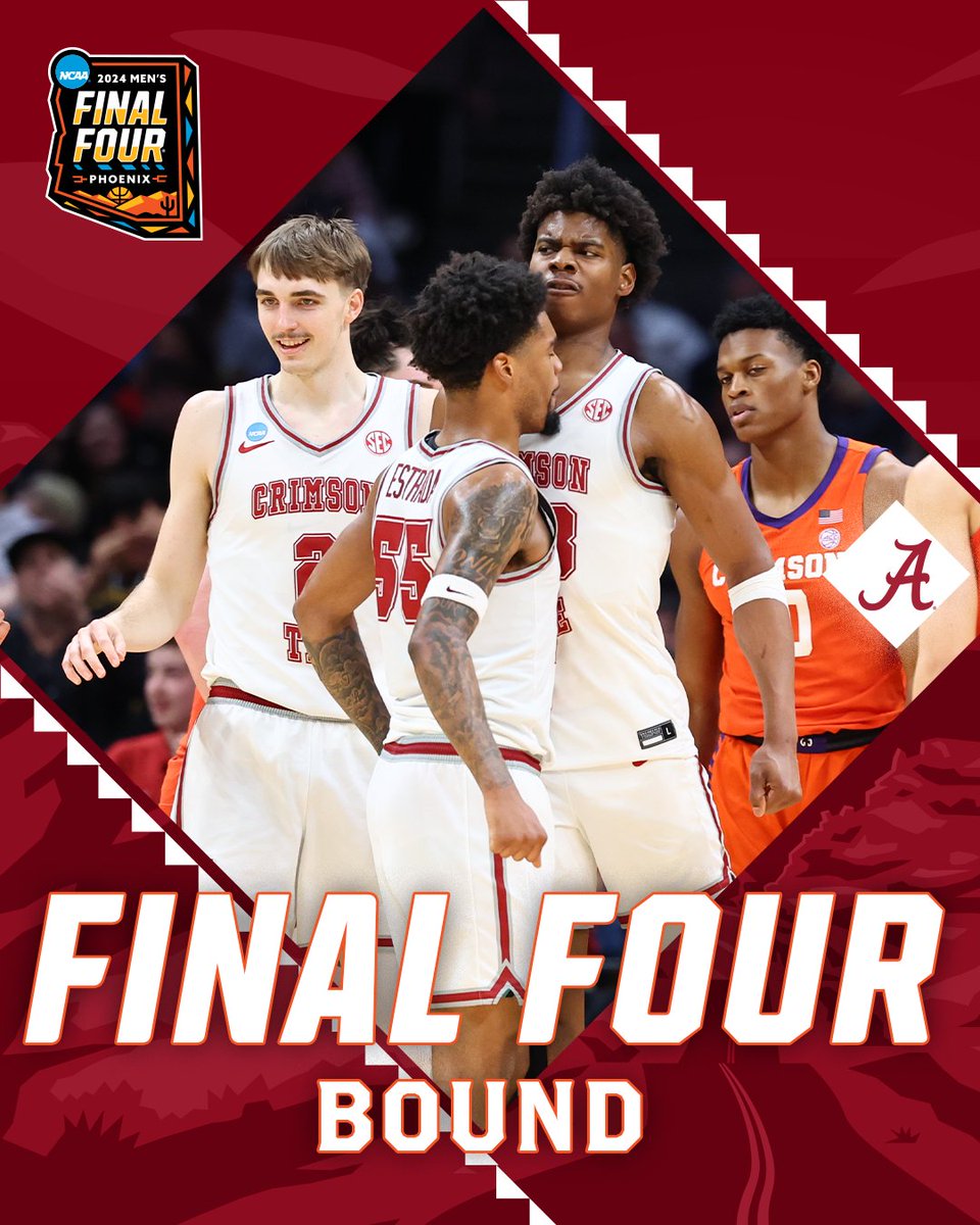 BAMA IS FINAL FOUR BOUND!!! 🐘 For the first time ever, @AlabamaMBB will make a trip to the #MFinalFour after winning the West Region!