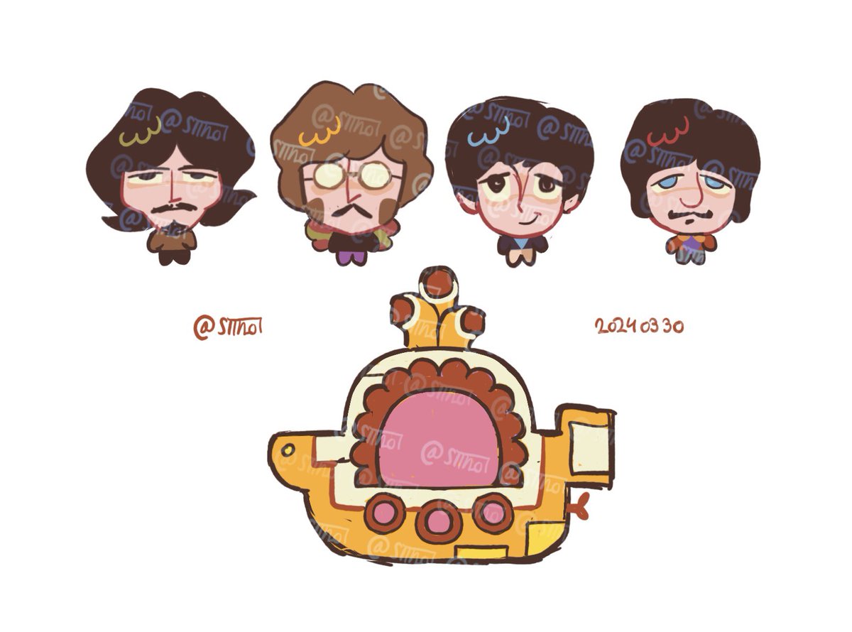 Beatles tamagotchi shaker(?) keychain idea (watermarked just to be safe lol)