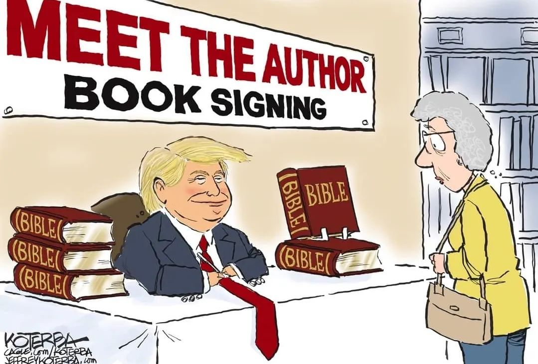 Breaking News: The usurper trump has added a new book to his $60 MAGA bible, the gospel according to trump. This makes the number of books in his bible 45, his presidential number. He added, saying that the bible 44 books would make the bible an Obama Bible. #66books.