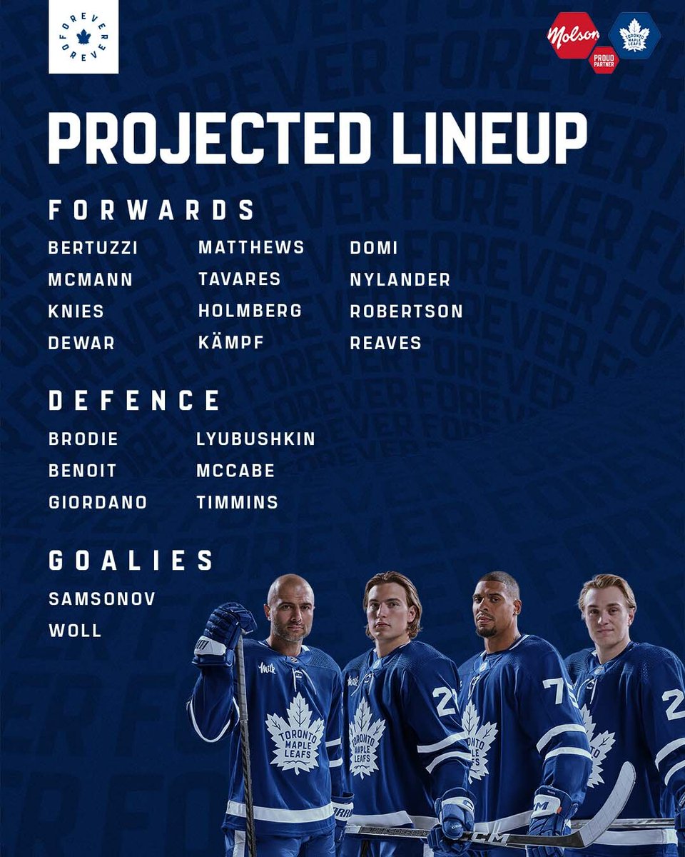 Tonight’s lines

<a href="/Molson_Canadian/">Molson Canadian</a> | #LeafsForever