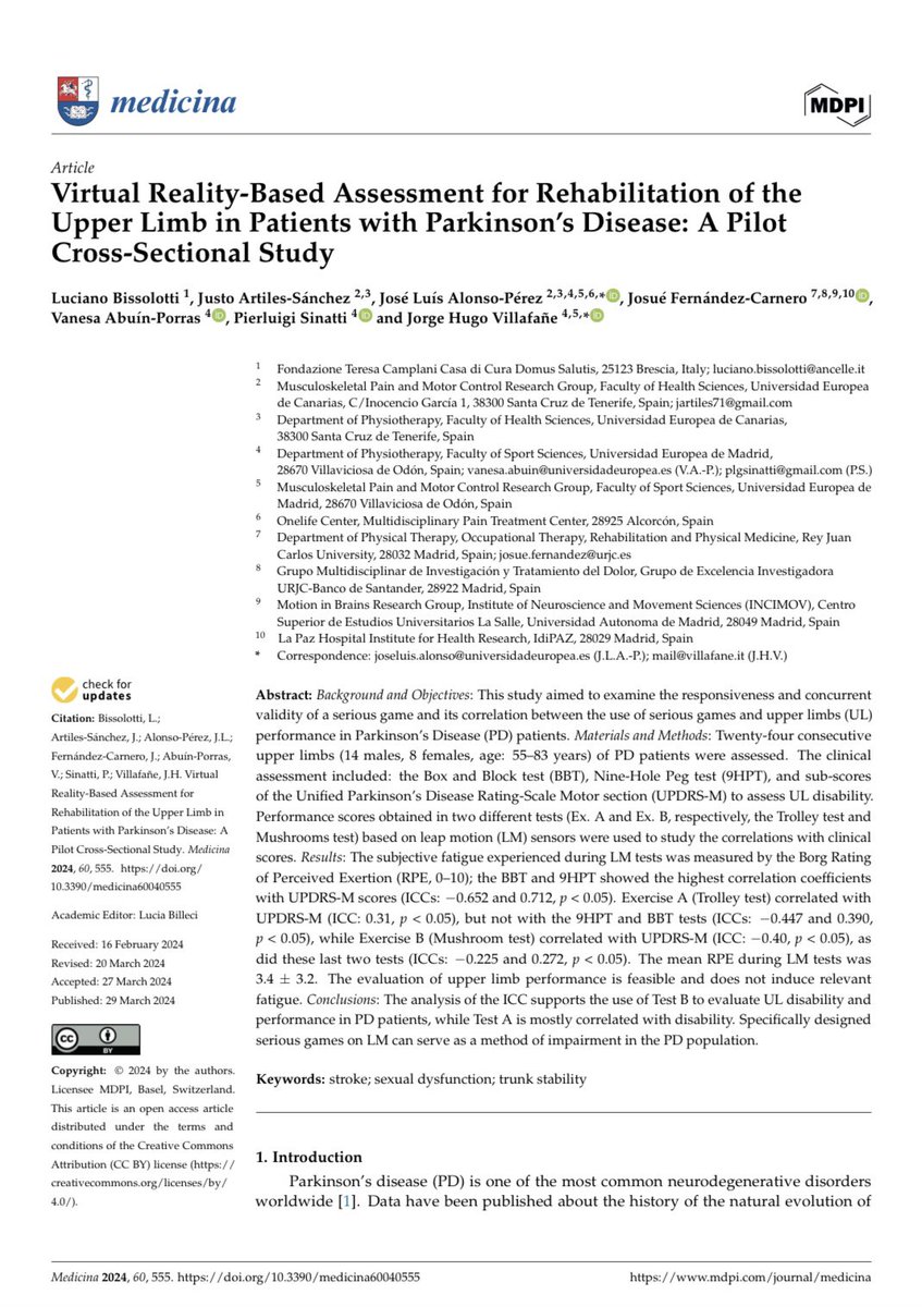 plgsinatti's tweet photo. Can a Virtual Reality-based assessment be useful in the rehabilitation of patients with Parkinson's disease?

👇🏼

https://t.co/vAm7jKrkAj

@fisiatrabisso
@jlAlonso_com 
@Josuefisio 
@Jorgehugovilla1 
@UEuropea 
@urjc 
@terapiamanualUE https://t.co/Hc7hysdDGD