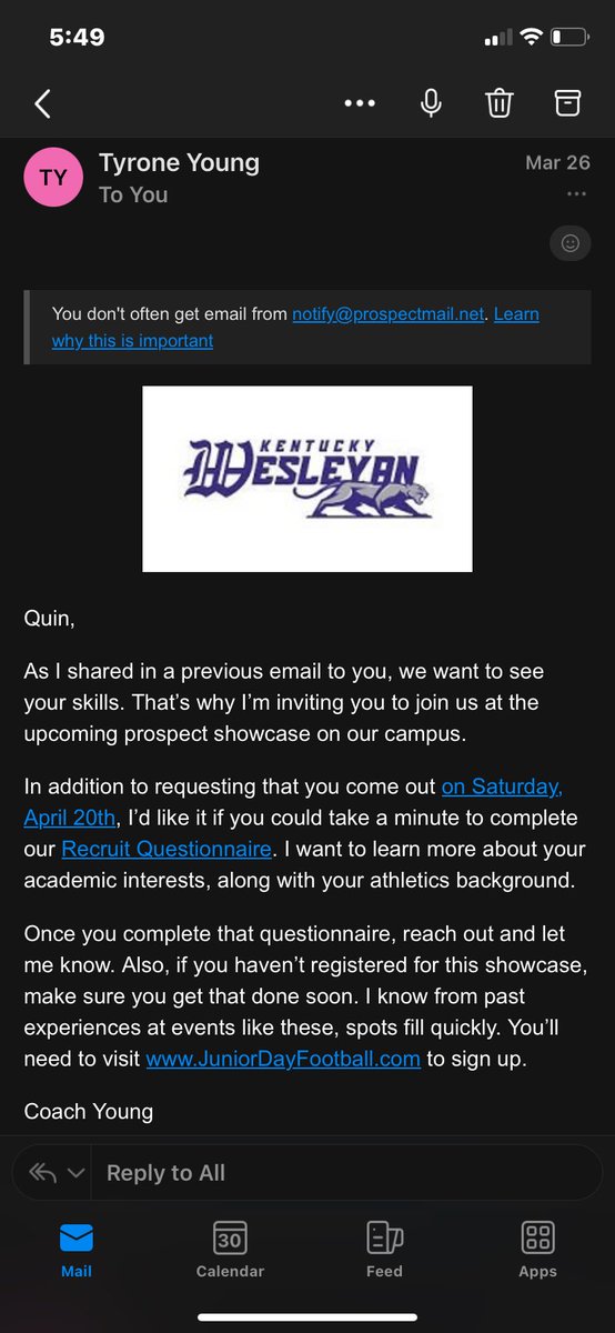 Thank
You for the camp invite <a href="/CoachYoung41/">Coach Tyrone Young Jr. II ™</a>