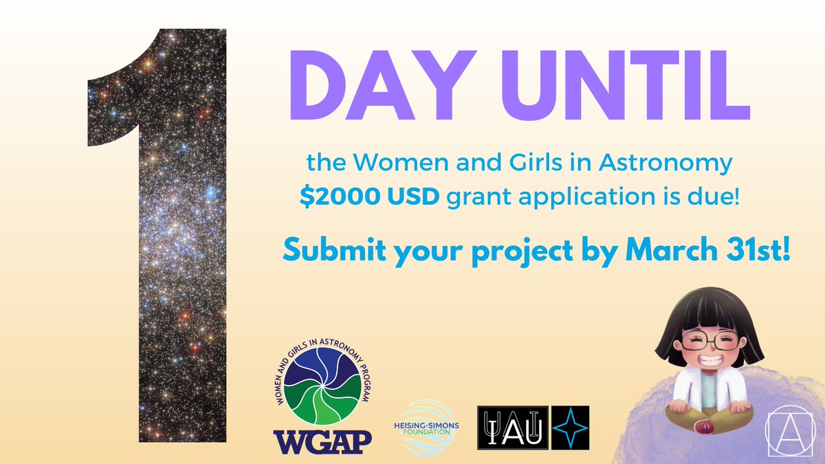 Applications for our $2000 USD grants are due tomorrow for projects in USA, the Caribbean, Canada, Mexico, and Greenland #WGAP2024 🪐 We are as excited as Little #Astronomer Jane of Ad Astra Media (@DrMorey1) to receive your projects! ✨ Access the app at naroad.astro4dev.org