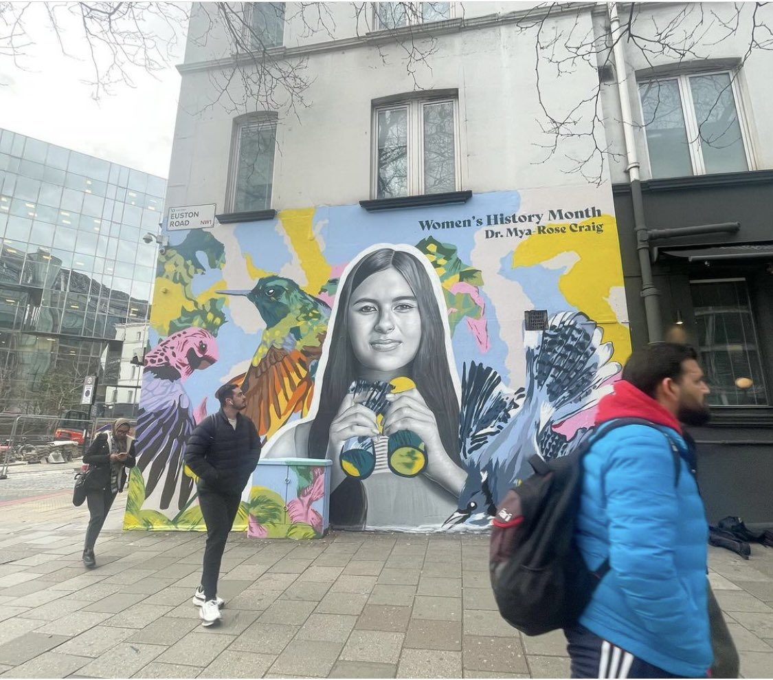 Words cannot explain how crazy it is to turn a corner & see a 20 foot version of your face on a wall! I am so grateful & honoured that @globalstreetart have painted this of me for Women’s History Month this year outside Euston Square Tube Station on Euston Road with my fav birds