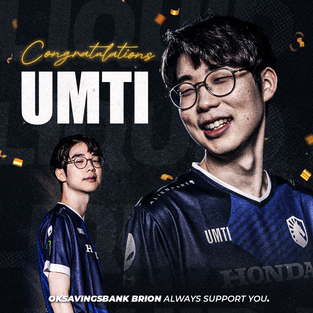 𝑪𝑶𝑵𝑮𝑹𝑨𝑻𝑼𝑳𝑨𝑻𝑰𝑶𝑵𝑺 𝑼𝑴𝑻𝑰    Team Liquid 소속 UmTi 엄성현 선수의 MSI 진출을 진심으로 축하합니다! OK저축은행 브리온은 큰 무대에서 멋진 활약을 보여줄 엄성현 선수의 행보를 아낌없이 응원하겠습니다.