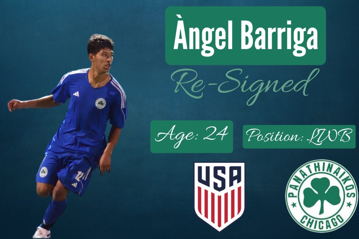 chicago_pao's tweet image. Angel Barriga resigns for another season with the greens !! ⚽️☘️🙌

#panathinaikos #ussoccerdevelopment #chicagosoccer #paochicago #fcpao