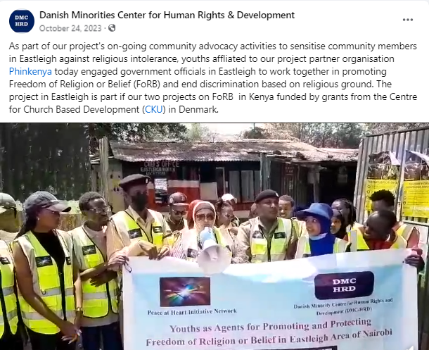 DMC-HRD- Danish Minorities Center for Human Rights (@aobservers) on Twitter photo As part of our project on Freedom of Religion or Belief (FoRB) in Kenya, DMC-HRD facilitated training of youths  in Eastliegh, Nairobi to undertake a series of activities to promote and protect freedom of religion #FoRB, in particular to end religious intolerance & discrimination As part of our project on Freedom of Religion or Belief (FoRB) in Kenya, DMC-HRD facilitated training of youths  in Eastliegh, Nairobi to undertake a series of activities to promote and protect freedom of religion #FoRB, in particular to end religious intolerance & discrimination