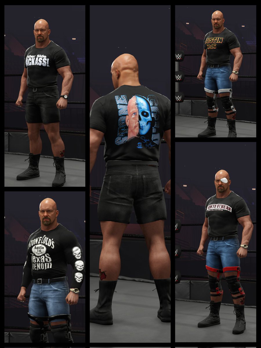 Stone Cold Pack 2 now available.

Mainly 2001 with a 1997 bonus.

Hashtags: StoneColdSteveAustin, valoween

#WWE2K24