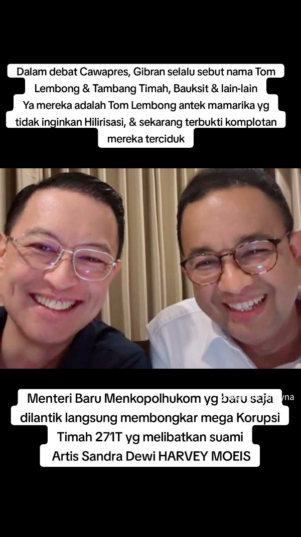 Vëe Kyoshi🀄 (@xquitavee) on Twitter photo Gerombolan Tom Lembong antek mamarika, suami sandra dewi yg korupsi 271 Triliun timah di ciduk kejaksaan agung
Fitnah yg viral malah nyalahkan <a href="/prabowo/">Prabowo Subianto</a> pdhl yg bnar mrk adalah timses 01 ‼️ Gerombolan Tom Lembong antek mamarika, suami sandra dewi yg korupsi 271 Triliun timah di ciduk kejaksaan agung
Fitnah yg viral malah nyalahkan <a href="/prabowo/">Prabowo Subianto</a> pdhl yg bnar mrk adalah timses 01 ‼️