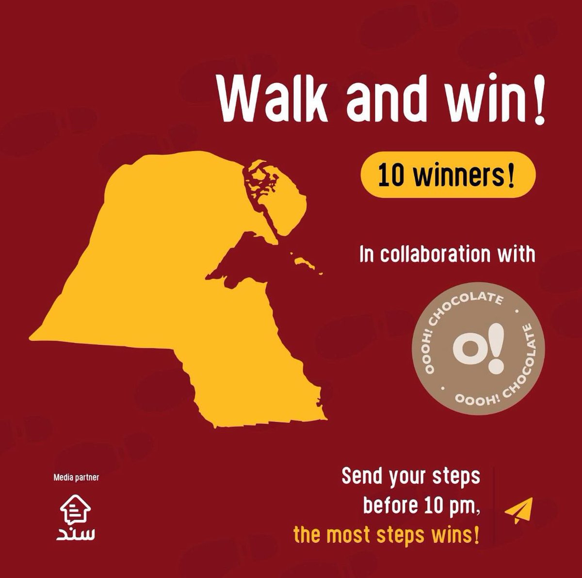 kwtinnotts's tweet photo. امش و اربح! 
من اليوم راح نبلش بمسابقة مشي ويا oooh.chocolate دزو لنا خطواتكم قبل الساعة ١٠ و اكثر عدد خطوات راح توصله نقصة رمضان من oooh.chocolate

#nuks https://t.co/6z1pzeEZqu