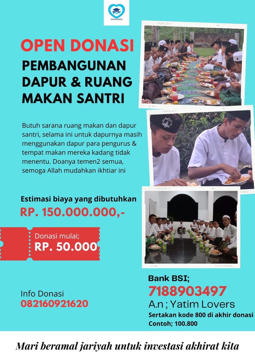 Mumpung masih di bulan berkah, yuk kita sergap pahala RITWIT! Semoga sampe ke orang2 yg lg diamanahin kemampuan syukur2 klo sampe ke KOMISARIS yg dermawan😉 
Aaamiin ya Rabb🤲🏻