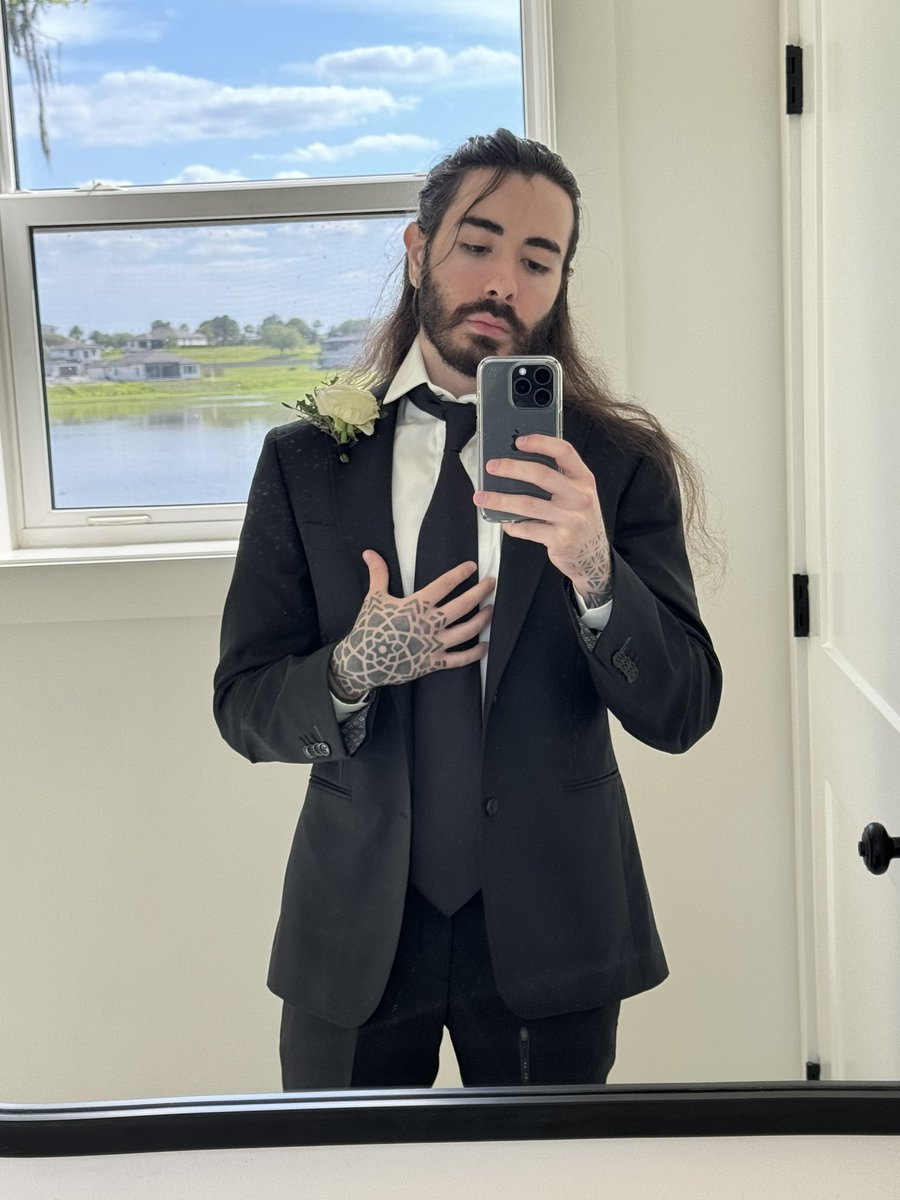 Another trash bathroom suit photo. This time for Matt’s wedding