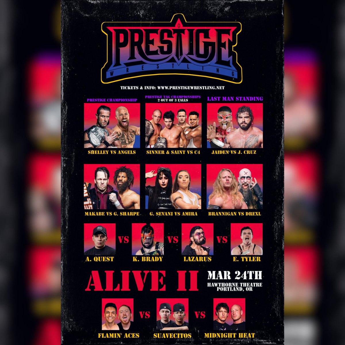 ***NEW EVENT NOW STREAMING*** #PrestigeAlive 2 is now available to stream in full on our YouTube channel! Featuring 2 huge championship matches, a brutal last man standing match & the final challenges before #PrestigeRoseland 8! WATCH & SHARE Link: youtu.be/yBza40eSmi8?si…