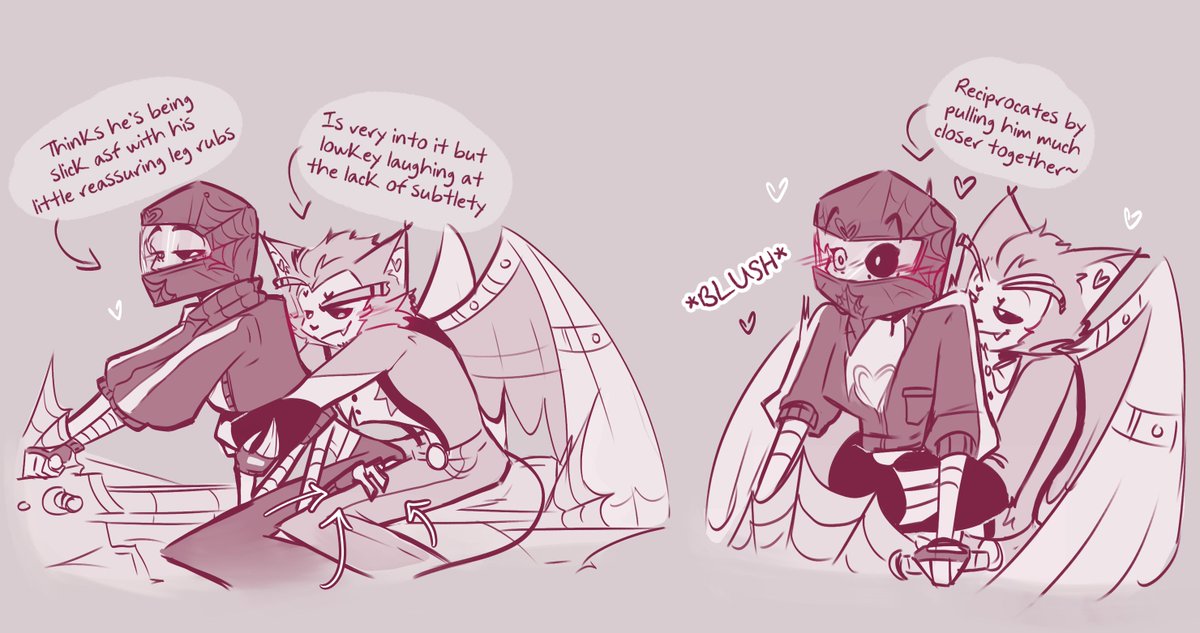 Quick little doodle par request of @sawyermouche uvu <3
Neither of these dumbasses have an ounce of charisma 
#angeldust #husk #bikerangel #hazbinhotel #hazbinhotelfanart