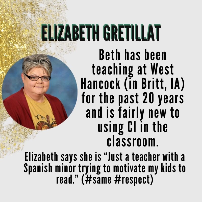 Elizabeth presents 'Free Reading Edcamp Discussion'. Beth teaches Spanish in Northwest Iowa. She is leading a chat on Free Reading because she is always trying to motivate her students to read. We're looking forward to this one! Register today at bit.ly/CIIA2024