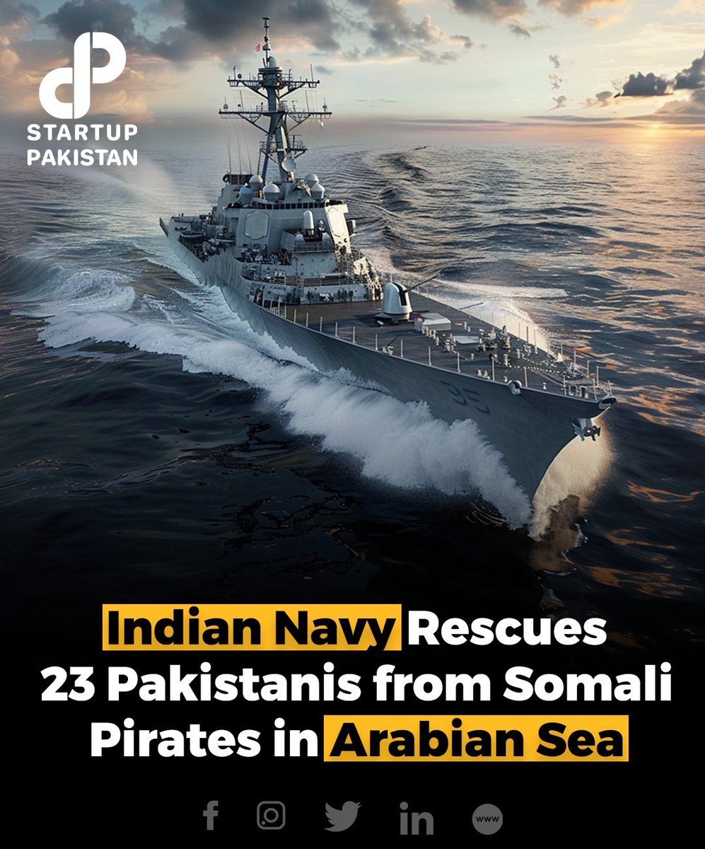 The Indian Navy successfully rescued around two dozen Pakistani nationals from Somali pirates during a 12-hour operation in the Arabian Sea. 

#IndianNavy #MaritimeRescue #ArabianSea #SomaliPirates #RegionalCooperation