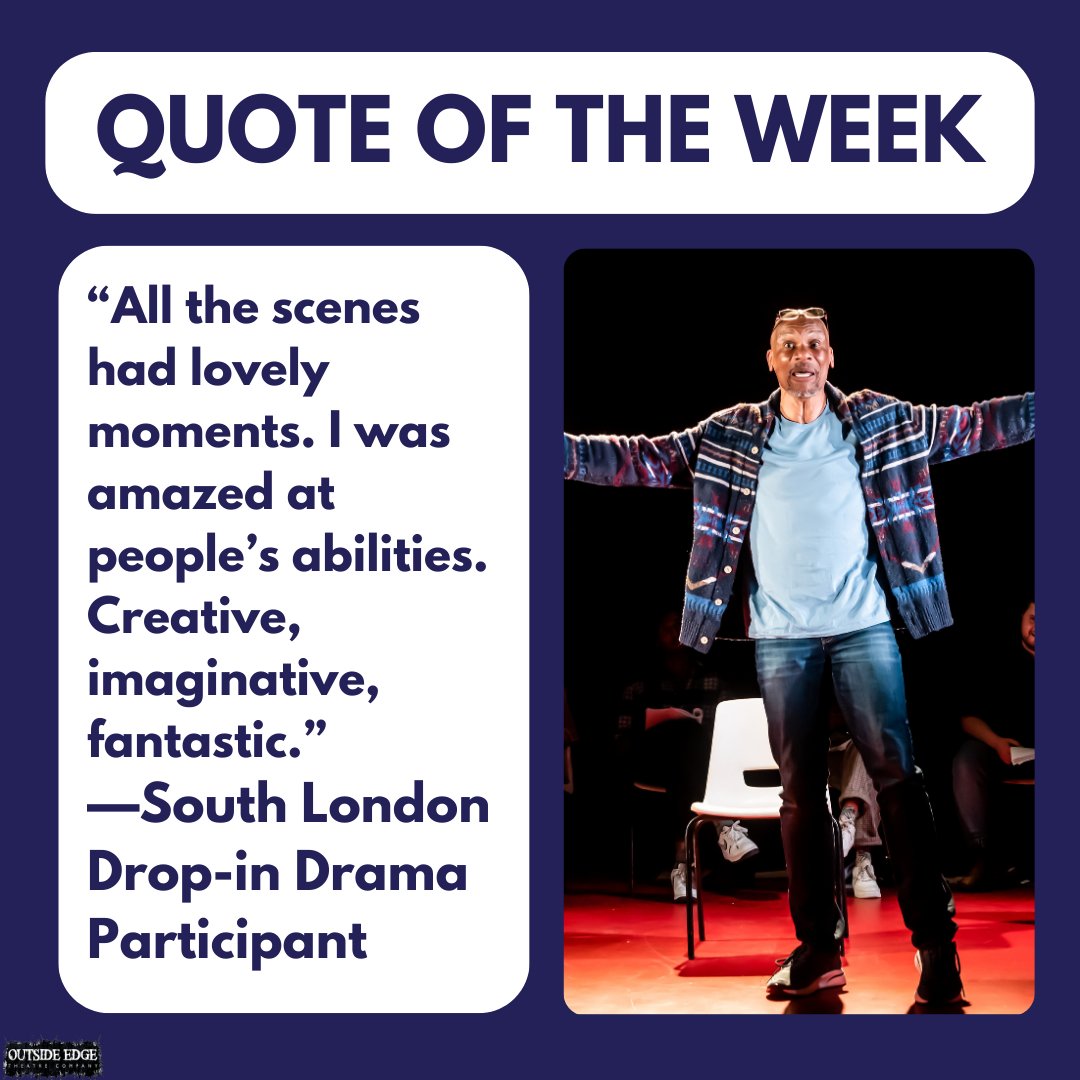 We hope you have enjoyed a great week and are looking forward to the Bank holiday Monday! 💓
Here is our favourite quote from South London Drop-in Drama🤗
New to OETC and want to join? Sign up by clicking the link in our bio! 🙌

#LondonTheatre #DramaGroup