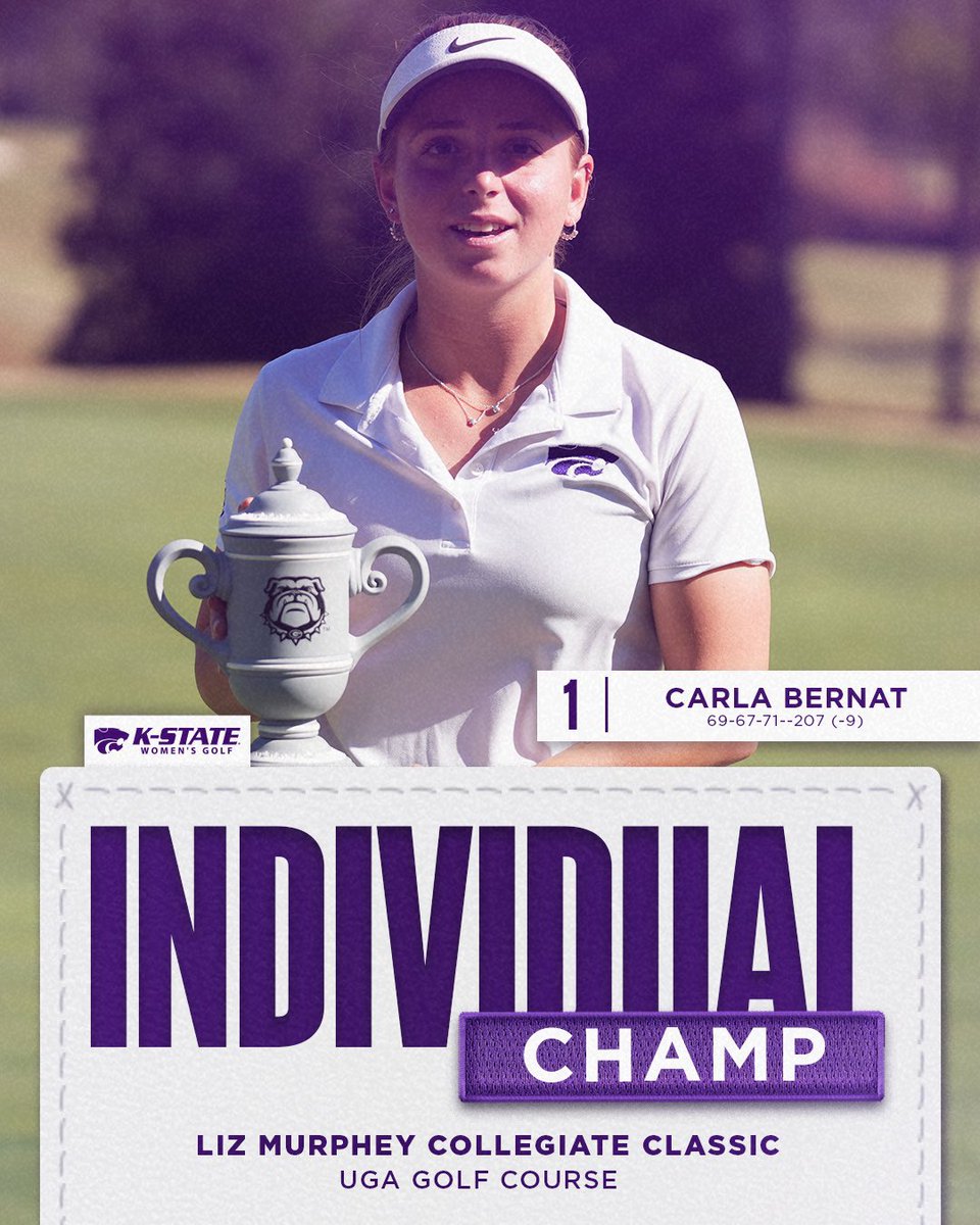 Carla Bernat captures her second individual title this season, winning by 6️⃣ shots at the Liz Murphey Collegiate Classic 😼 📄 k-st.at/3PHOJUT 📊 k-st.at/3IWhgSL #KStateWGOLF