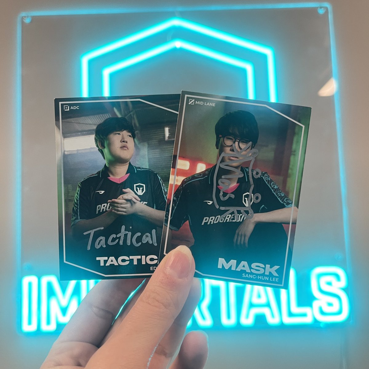 HEY YOU! 🤨🫵 Did you know that you can get our exclusive Immortals Progressive trading card packs tomorrow at #LCS Spring Finals? Some packs even include special prizes and signed cards! Be sure to swing by our booth to grab yours, along with some free boba! #IMTWIN