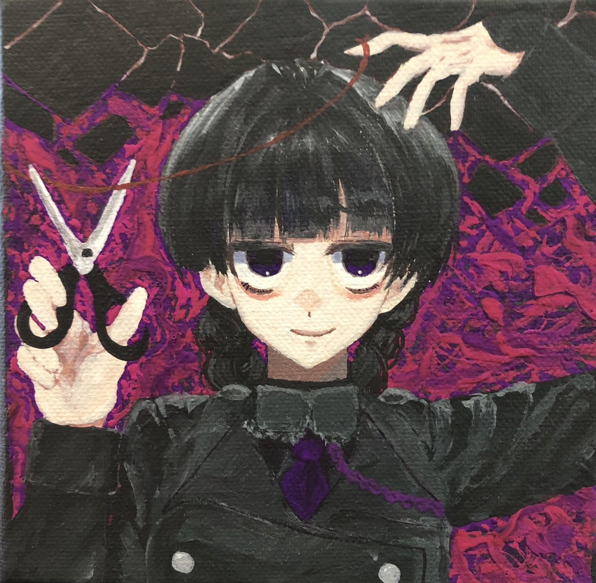 yaeWKK's tweet photo. 今回の差し入れは、マトイちゃんのアナログ原画にしました✨初めてのキャンバスアート！
#倭国イラスト部
#きものくらぶ https://t.co/PPi2zXp0BL