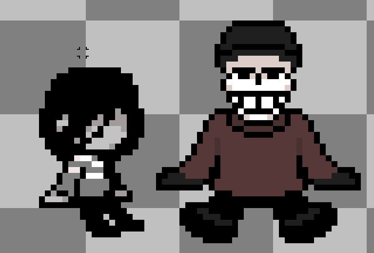 Still working on things, just wanna focus on school first, The Halloween Hack isn't dead though. Some sprite art of these two goobers.

#DELTARUNE #deltarunefanart